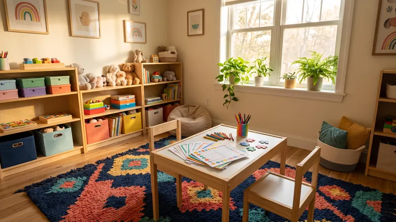 Consultorio infantil acogedor con juguetes y fichas